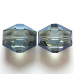 Chinese Cut Crystal Bead - Diamond Octagon 14x12MM BLUE LUMI COAT