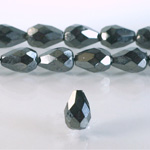 Czech Glass Fire Polish Bead - Pear 13x10MM Full Coated HEMATITE