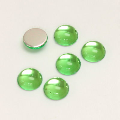 Plastic Flat Back Foiled Cabochon - Round 09MM PERIDOT