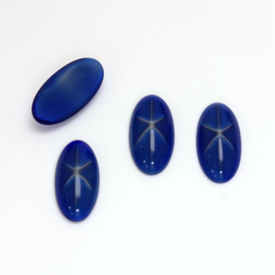 German Glass Medium Dome Cabochon - Oval 14x7MM ROYAL STAR BLUE