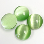 Fiber-Optic Cabochon - Round 15MM CAT'S EYE LT GREEN