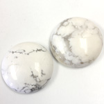 Gemstone Cabochon - Round 25MM WHITE HOWLITE