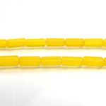 Glass Pressed Bead - Smooth Tube 10x4MM MATTE TOPAZ