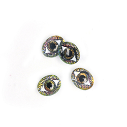 Preciosa Glass Crystal Painting with Carved Intaglio Eye - Oval 10x8MM WHITE on VITRAIL MEDIUM