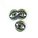 Preciosa Glass Crystal Painting with Carved Intaglio Eye - Round 12MM  WHITE on SAHARA