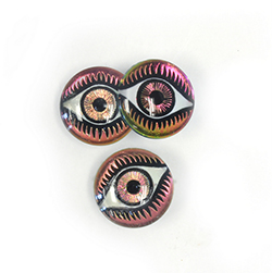 Preciosa Glass Crystal Painting with Carved Intaglio Eye - Round 14MM  WHITE on VITRAIL MEDIUM