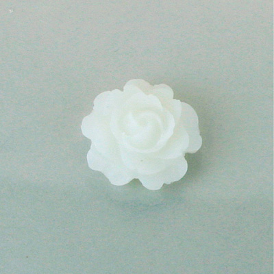 Plastic Carved No-Hole Flower - Rose Bloom 15MM TRANS MATTE WHITE