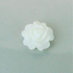 Plastic Carved No-Hole Flower - Rose Bloom 15MM TRANS MATTE WHITE