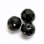 Czech Glass Fire Polish 1-Hole Ball - 14MM JET