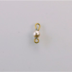 Czech Glass Pearl Bead with 2 Brass Loops - Round 04MM CREME