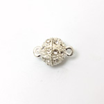 Magnetic Rhinestone Clasp - Round 10MM CRYSTAL SILVER