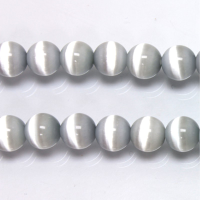 Fiber-Optic Synthetic Bead - Cat's Eye Smooth Round 08MM CAT'S EYE LT GREY