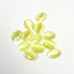 Fiber-Optic Flat Back Stone with Faceted Top and Table - Oval 07x5MM CAT'S EYE YELLOW
