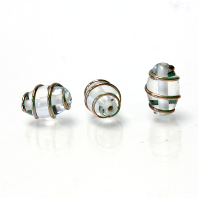 Czech Glass Lampwork Bead - Oval 12x8MM COPPER WRAP CRYSTAL