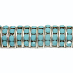 Czech  Rhinestone Rondelle - Half Moon 13X6MM TURQUOISE-SILVER