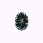 Glass Flat Back Engraved Victorian Intaglio 18x13MM SILVER on JET