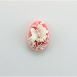 Plastic Cameo - Butterfly Oval 18x13MM WHITE ON RUBY FS