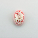 Plastic Cameo - Butterfly Oval 18x13MM WHITE ON RUBY FS