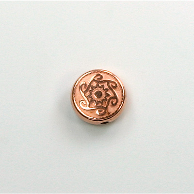 Metalized Plastic Bead - Medallion Round 10MM COPPER