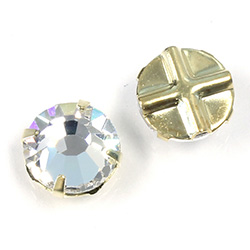 Crystal Stone in Metal Sew-On Setting - Rose Montee SS40 CRYSTAL-RAW BRASS