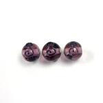 Czech Glass Lampwork Bead - Round 10MM AMETHYST with Swirl Design