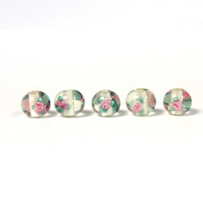 Czech Glass Lampwork Bead - Smooth Round 06MM Flower ON JONQUIL