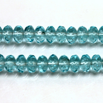 Czech Glass Fire Polish Bead - Rondelle Donut 07x4MM AQUA