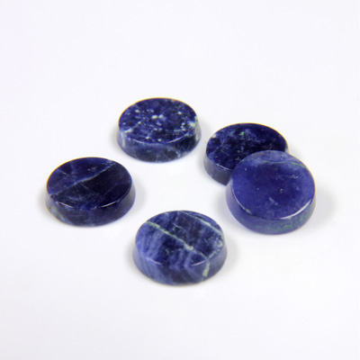 Gemstone Flat Back Single Bevel Buff Top Stone - Round 09MM SODALITE