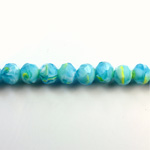 Chinese Cut Crystal Millefiori Bead - Round 08MM AQUA