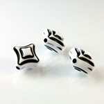 Plastic Casino Style Bead - Diamonds 12MM BLACK on WHITE