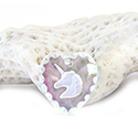 German Glass Engraved Buff Top Intaglio Pendant - UNICORN Heart 15x14MM MATTE CRYSTAL AB