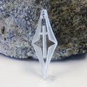 German Glass Engraved Buff Top Intaglio Pendant - CROSS Diamond 24x10MM MATTE CRYSTAL