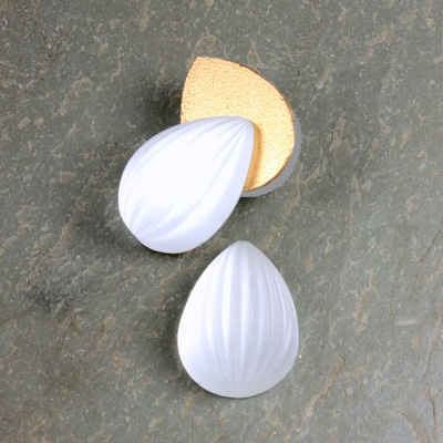 Glass Cabochon Ribbed Foiled - Pear 18x13MM MATTE CRYSTAL