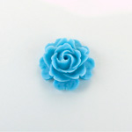 Plastic Carved No-Hole Flower - Rose Bloom 22.5MM  MATTE CAPRI BLUE