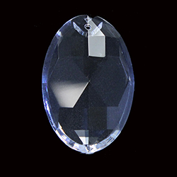 Asfour Crystal Chandelier Parts - Oval Pendalogue Faceted - 45x76mm (3 Inch) CRYSTAL 1 Hole