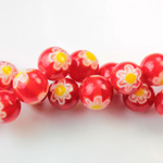 Glass Millefiori Bead - Round 10MM ORANGE YELLOW (19)