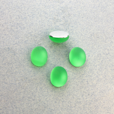 Plastic Flat Back Foiled Cabochon - Oval 10x8MM MATTE PERIDOT