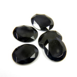 Gemstone Flat Back Stone with Faceted Top and Table - Oval 12x10MM BLACK ONYX