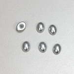 Glass Medium Dome Pearl Dipped Cabochon - Oval 08x6MM LIGHT GREY