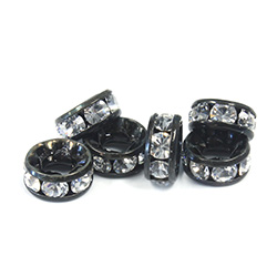 Preciosa Crystal Rhinestone Rondelle - Round Large Hole 08MM CRYSTAL-BLACK