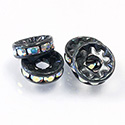 Preciosa Crystal Rhinestone Rondelle - Round Large Hole 10MM CRYSTAL AB-BLACK