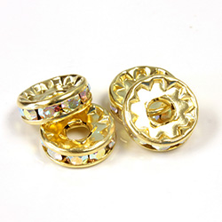 Preciosa Crystal Rhinestone Rondelle - Round Large Hole 10MM CRYSTAL AB-RAW