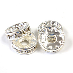 Preciosa Crystal Rhinestone Rondelle - Round Large Hole 10MM CRYSTAL-SILVER