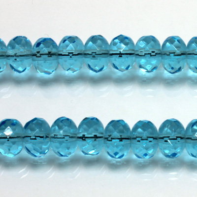 Czech Glass Fire Polish Bead - Rondelle Donut 09x6MM AQUA