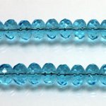 Czech Glass Fire Polish Bead - Rondelle Donut 09x6MM AQUA