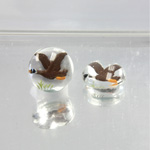 Glass Crystal Painting with Carved Intaglio Duck - Round 13MM NATURAL on CRYSTAL