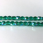 Czech Glass Fire Polish Bead - Round 05MM DK EMERALD AB