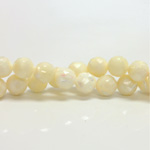 Shellstone Bead - Faceted Round 10MM WHITE MOP
