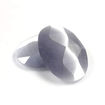 Fiber-Optic Flat Back Cabochon - Rauten Rose Oval 25x18MM CAT'S EYE LT GREY