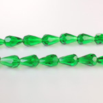 Chinese Cut Crystal Bead - Pear 11x7MM DARK EMERALD